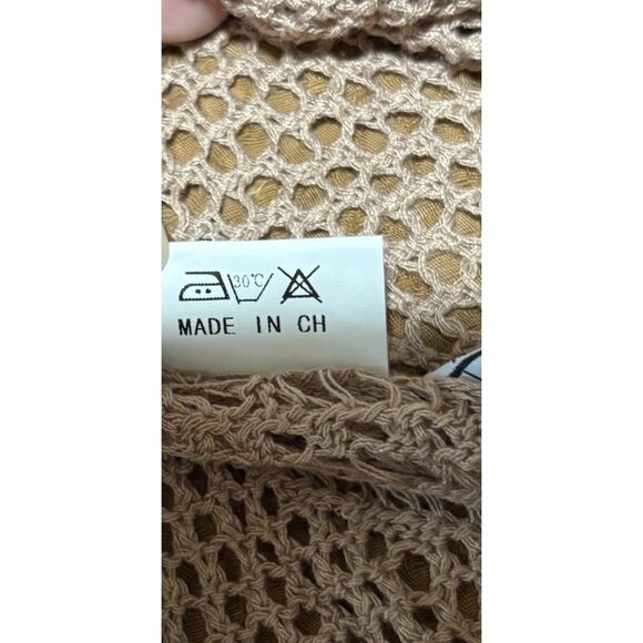 XunZrun mesh open knit tank coverup dress boho minimalist Beach Size M Tan NWT - Picture 8 of 8